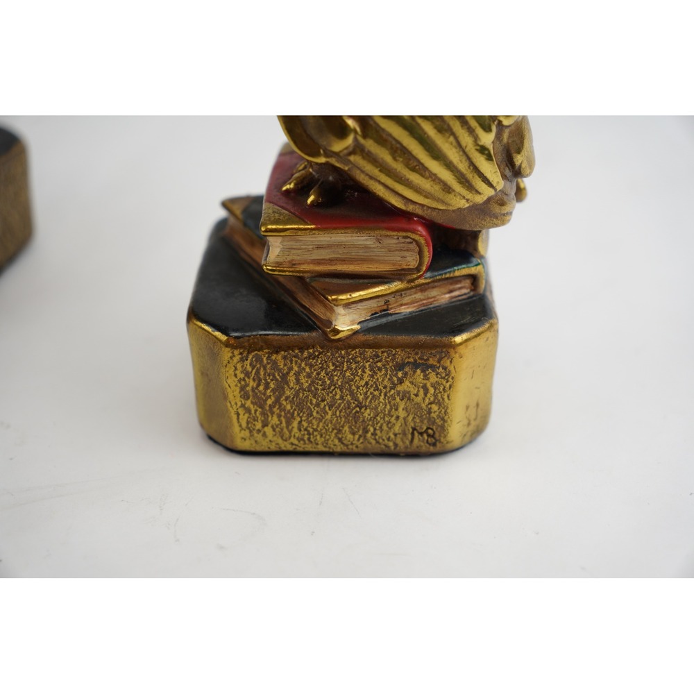 Antique Bronze Clad Owl on Books Sculpture Bookends Library - Picture 6 of 8